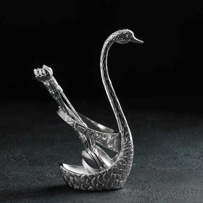 Набор ложек на подставке “Серебряный лебедь”