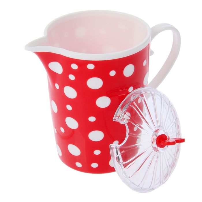 Кувшин-молочник Горошек 0,5л бел/красный