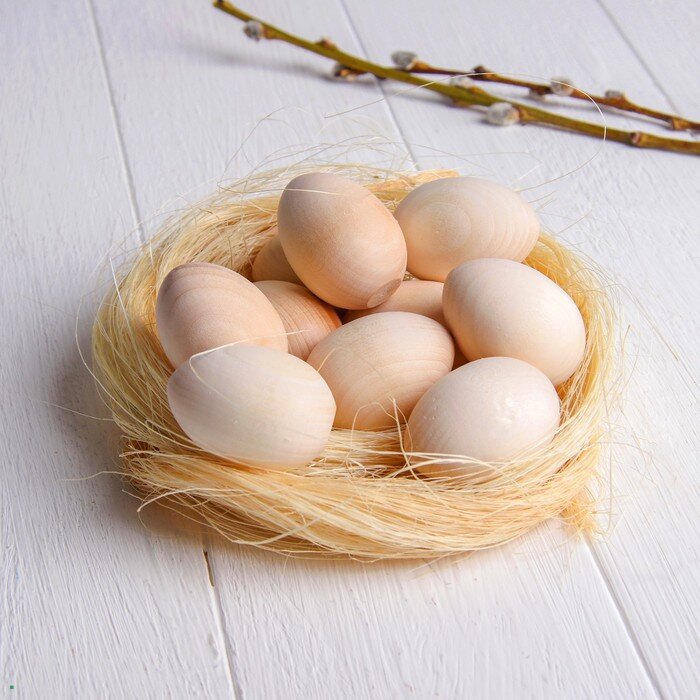 Роспись по дереву “Гнездо с яйцами” 10шт