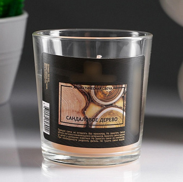 Свеча в стакане ароматическая, сандаловое дерево