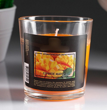 Свеча в стакане ароматическая, сочное манго