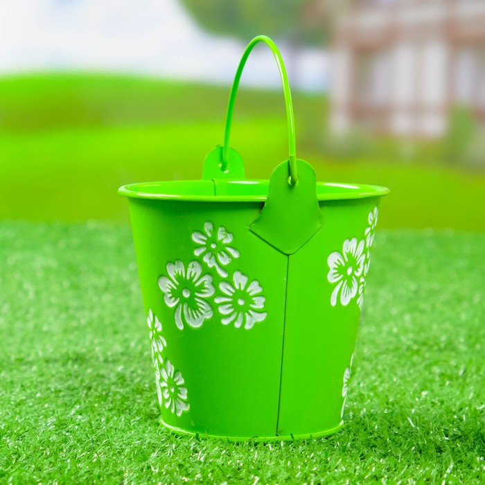 Кашпо “Ведерко” 10х10х10см, зеленое