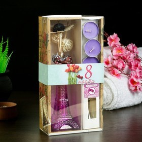 Набор подарочный “Эйфелева башня” (ваза, 2 палочки, декор, аромамасло 30мл орхидея)