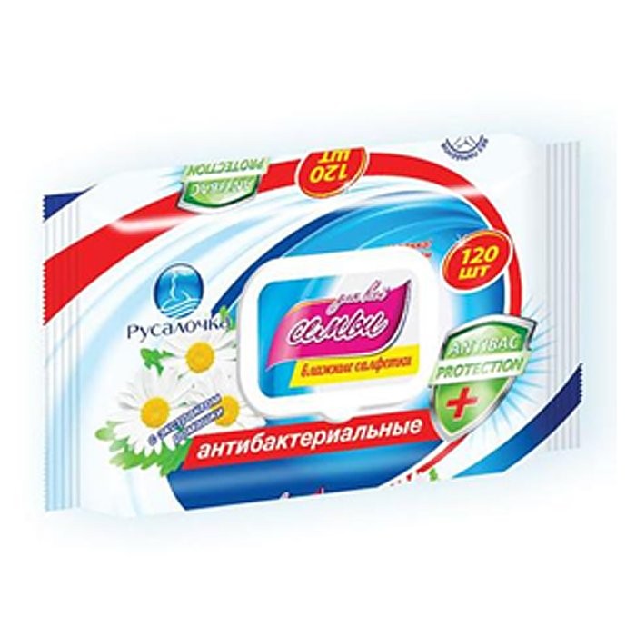 Влажные салфетки с клапаном 120 шт “Для всей семьи”