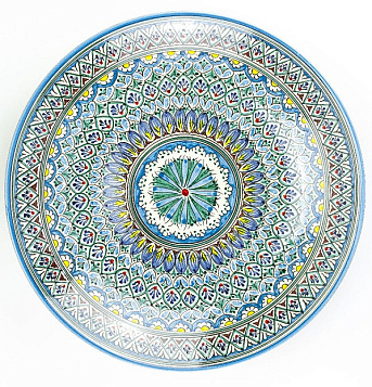 Ляган 42 см Голубой Узбекистан