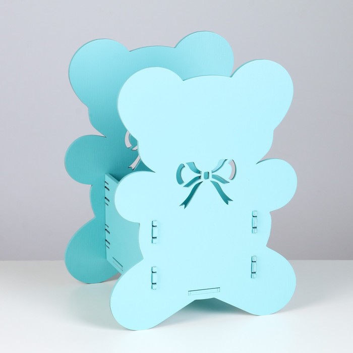 Кашпо деревянное “Мишка” 17,6х13,8х23,5 см, бирюзовый