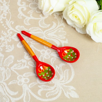 Ложка маленькая красная, хохлома
