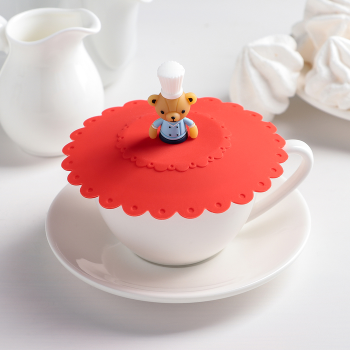 Крышка непроливайка “Мишка-пекарь” 11 см