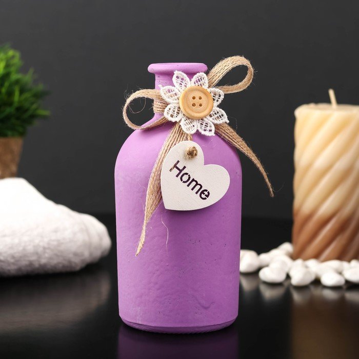 Бутылка для аромамасел/декора “Ромашка и бант” фиол. матовый 200мл