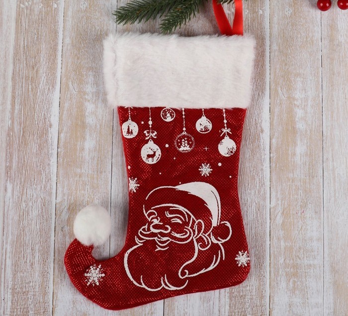 Носок для подарков “Волшебство” 18х25см Дед Мороз
