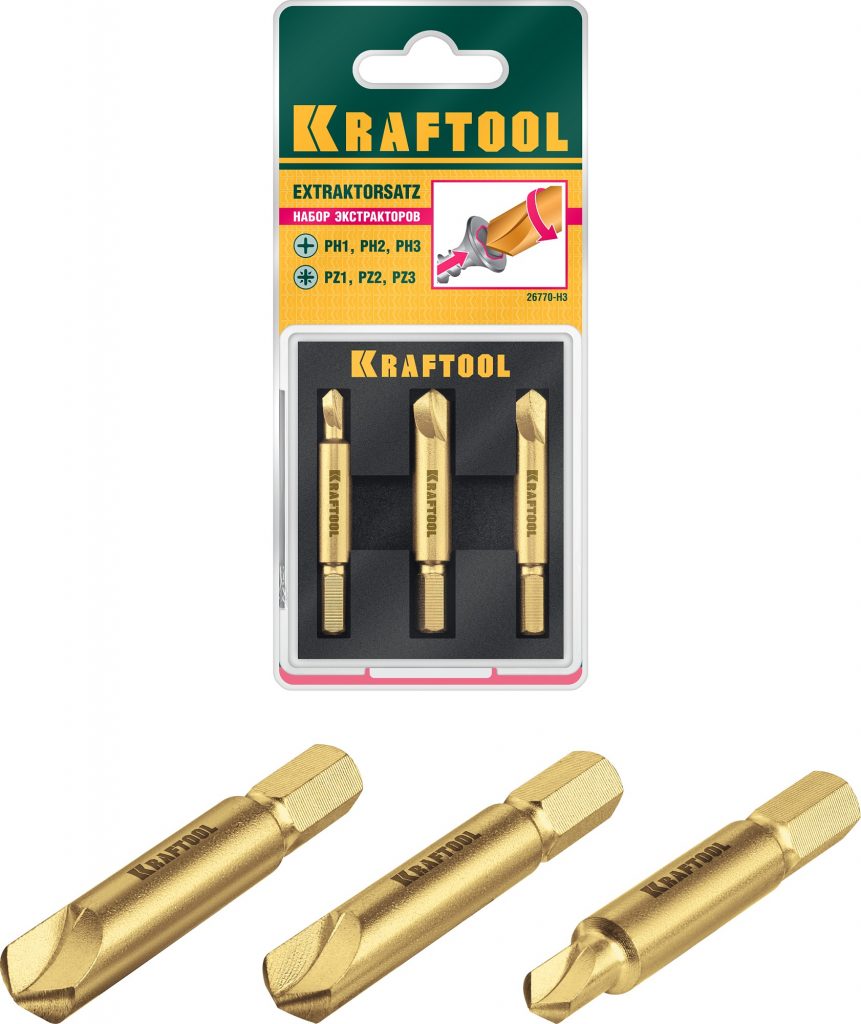 Н-р экстракторов KRAFTOOL 3шт. 26770-Н3