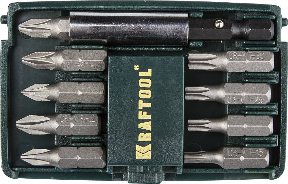 Н-р бит с магнитным адаптером 10шт KRAFTOOL 26130-Н10